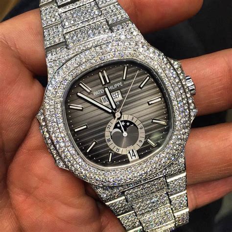 cheap iced out patek philippe|patek philippe nautilus diamond bezel.